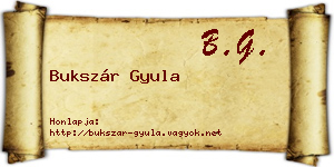 Bukszár Gyula névjegykártya