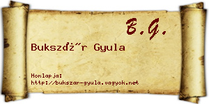 Bukszár Gyula névjegykártya